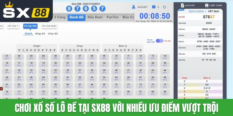 Chơi xổ số lô đề tại SX88 với nhiều ưu điểm vượt trội